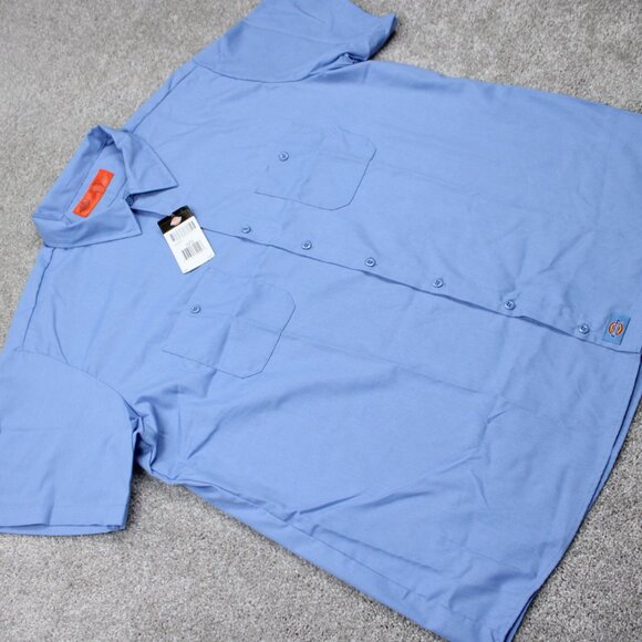 Dickies 2-Pocket Work Shirt NWT Men 3XL XXXL Blue Polyester/Cotton S/S Button Up - Picture 6 of 14